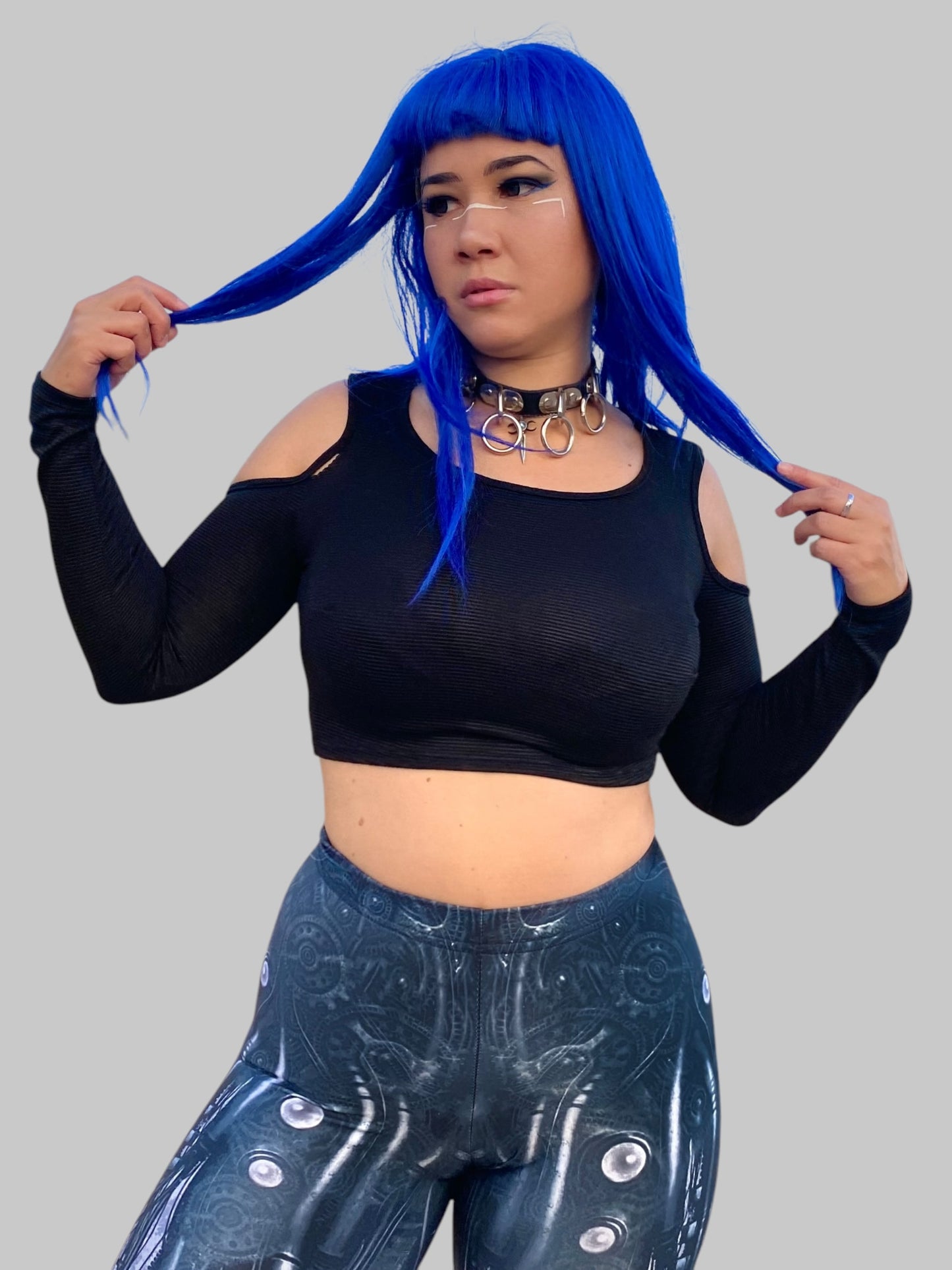 2B BEBE Black Cutout Ribbed Crop Top
