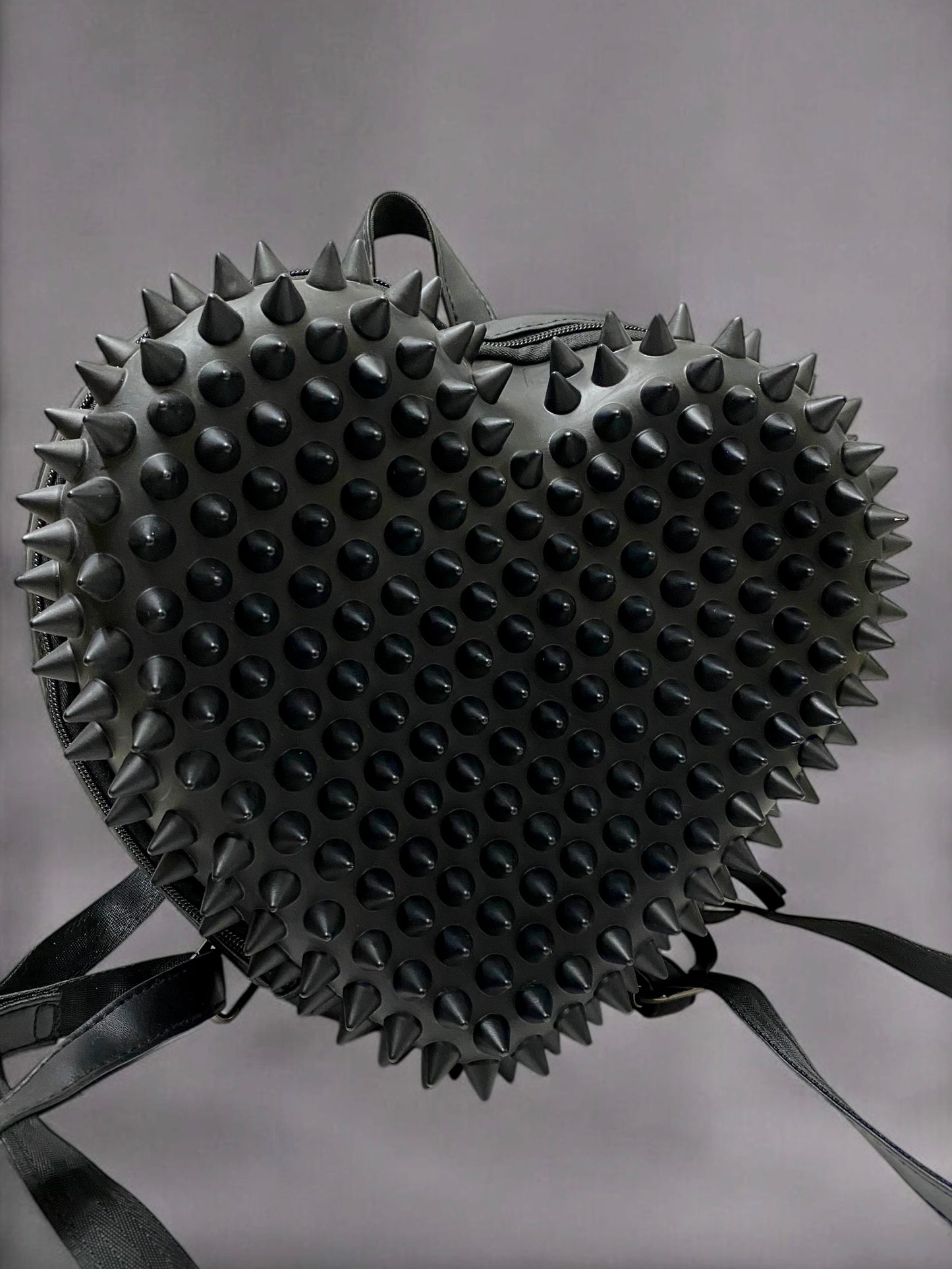 Black Spiky Heart Cyber Goth Brutalist Rave Backpack