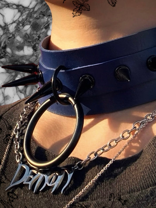 Nevermore Spike Bondage O-ring Choker Collar  𖤐