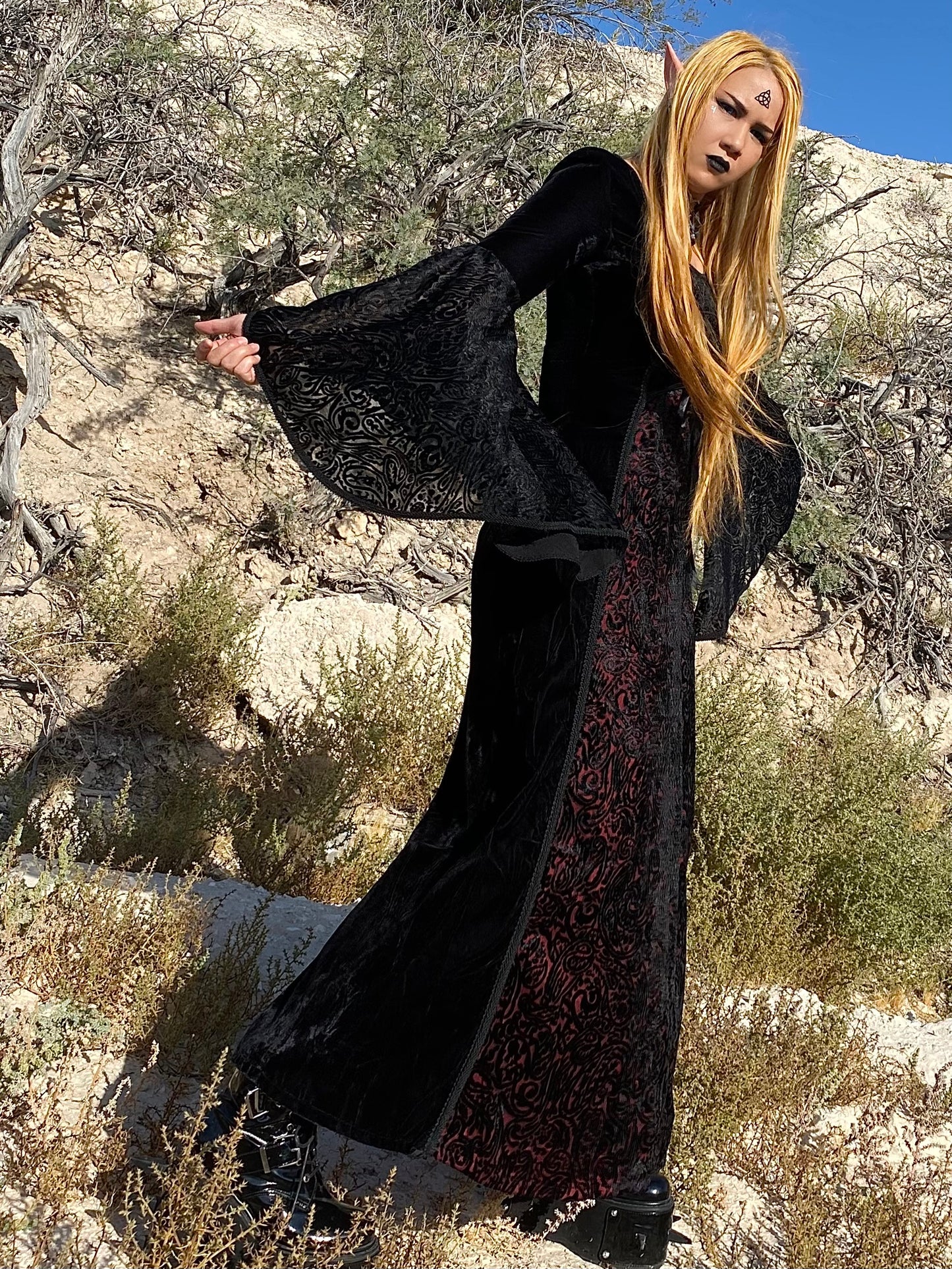 Lip Service Black + Red Velvet Lace Goth Dress
