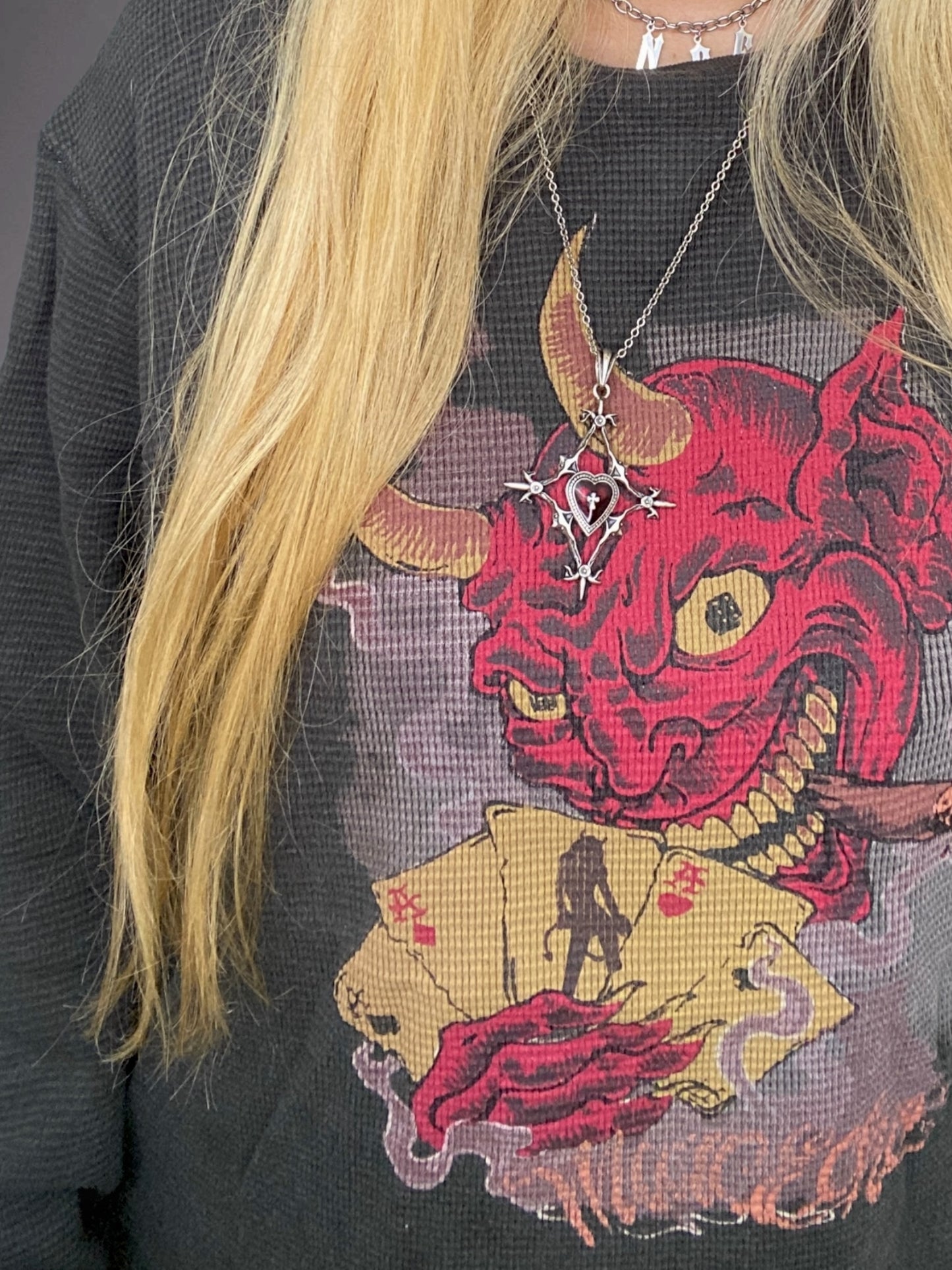 Vintage 00s Marc Ecko Thermal Knit The Devil’s Hand Sweater