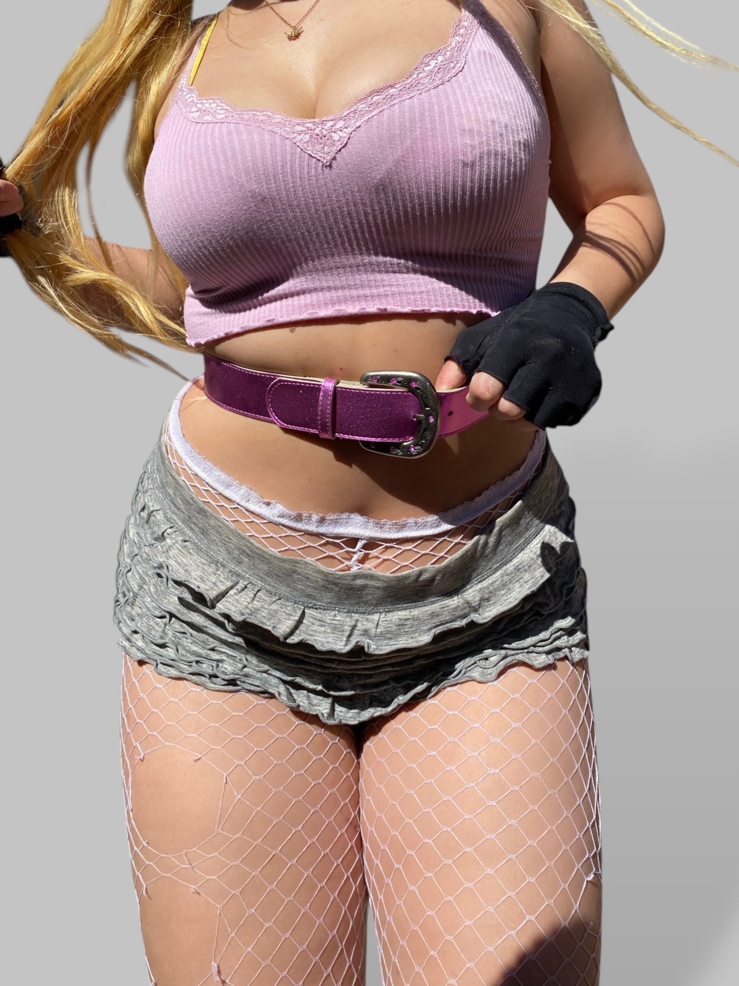 Y2K Metallic Pink Belt