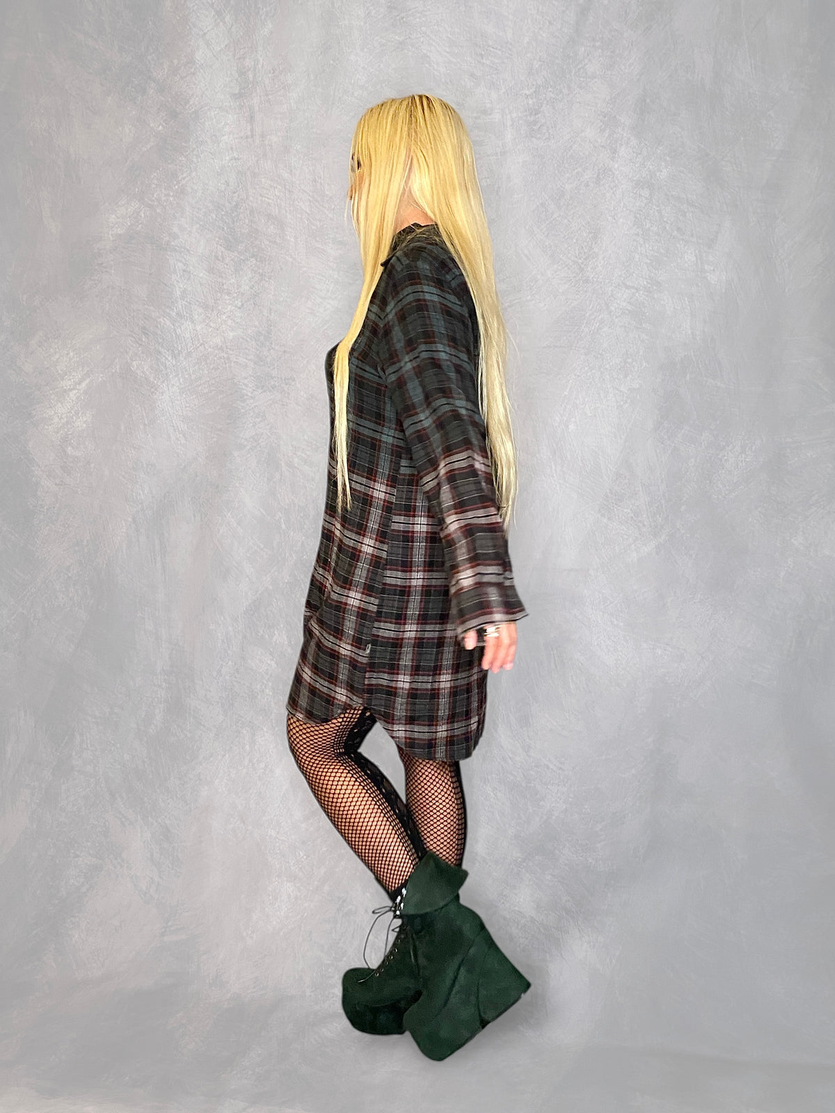Scavenger Tripp NYC Ombré Plaid Shirt Dress Duster