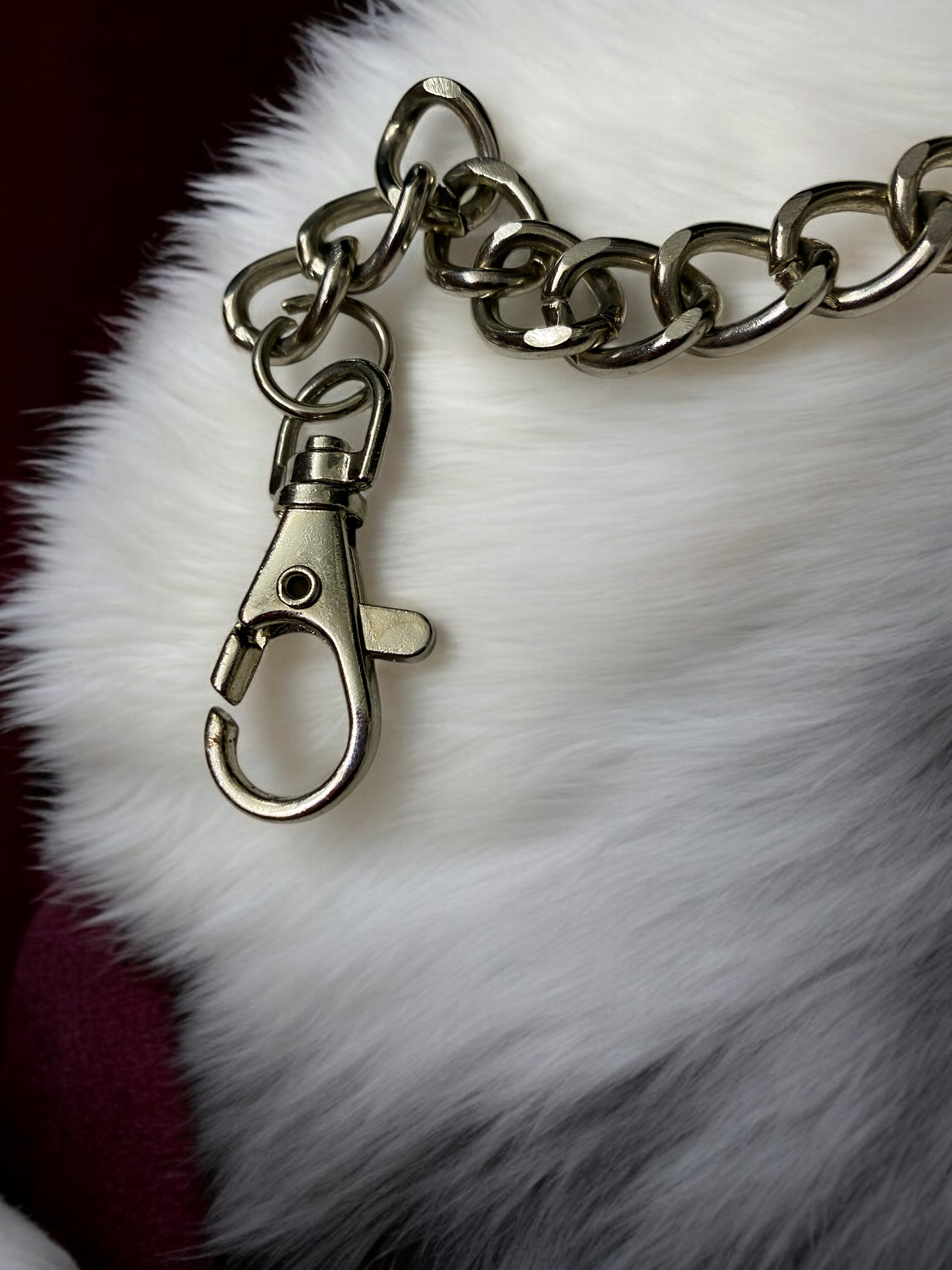 Y2K Black Faux Fur Tail + Biker Chain