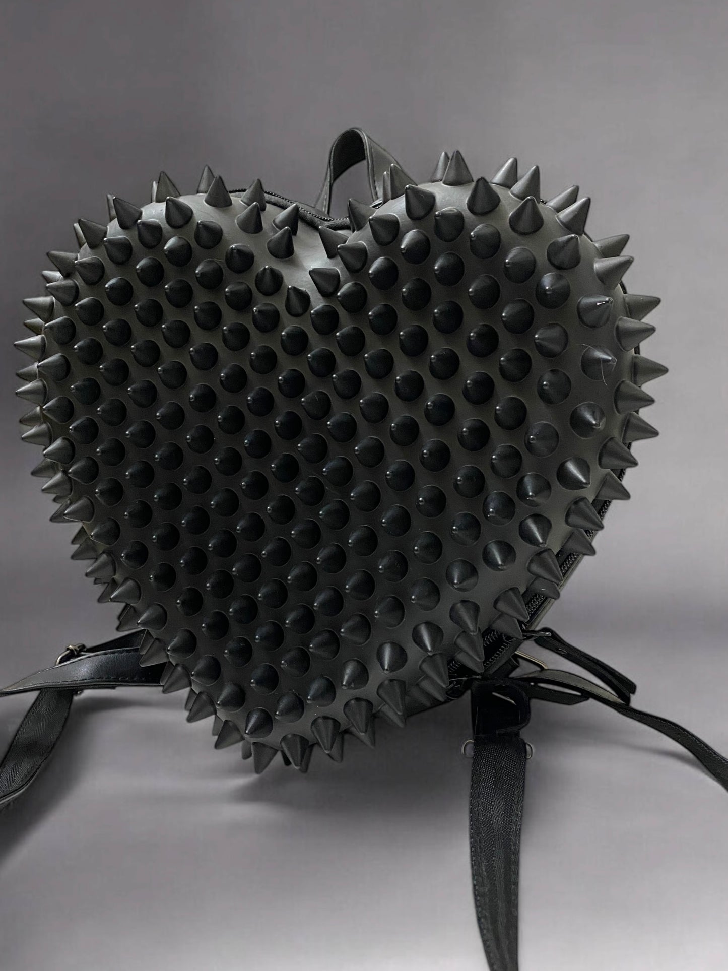 Black Spiky Heart Cyber Goth Brutalist Rave Backpack