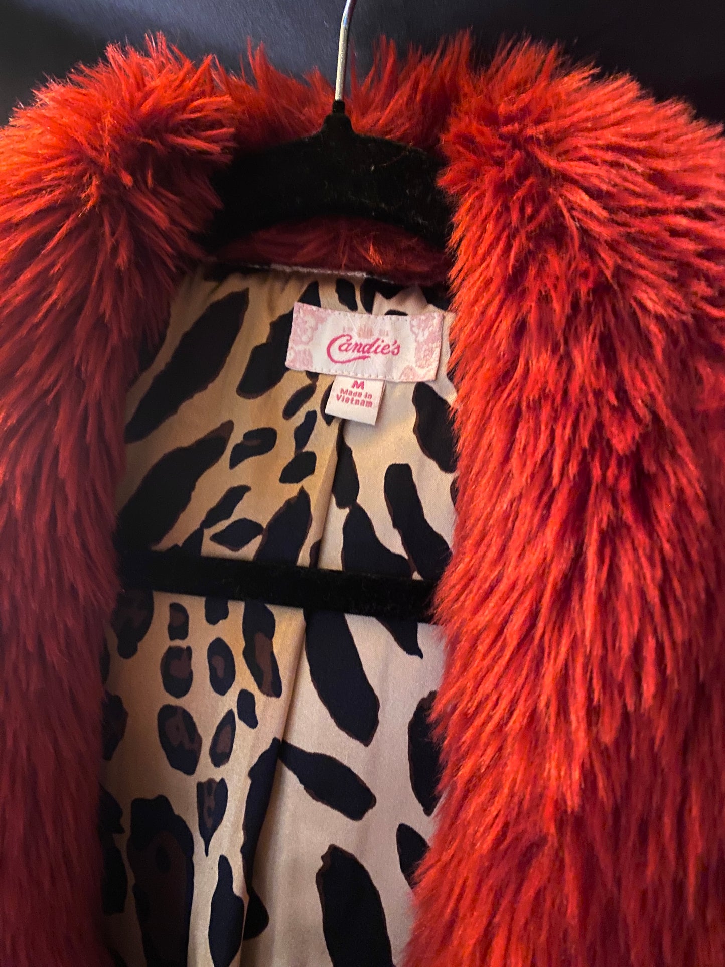 Vintage 90s-Y2K Red Faux Fur Shrug Jacket