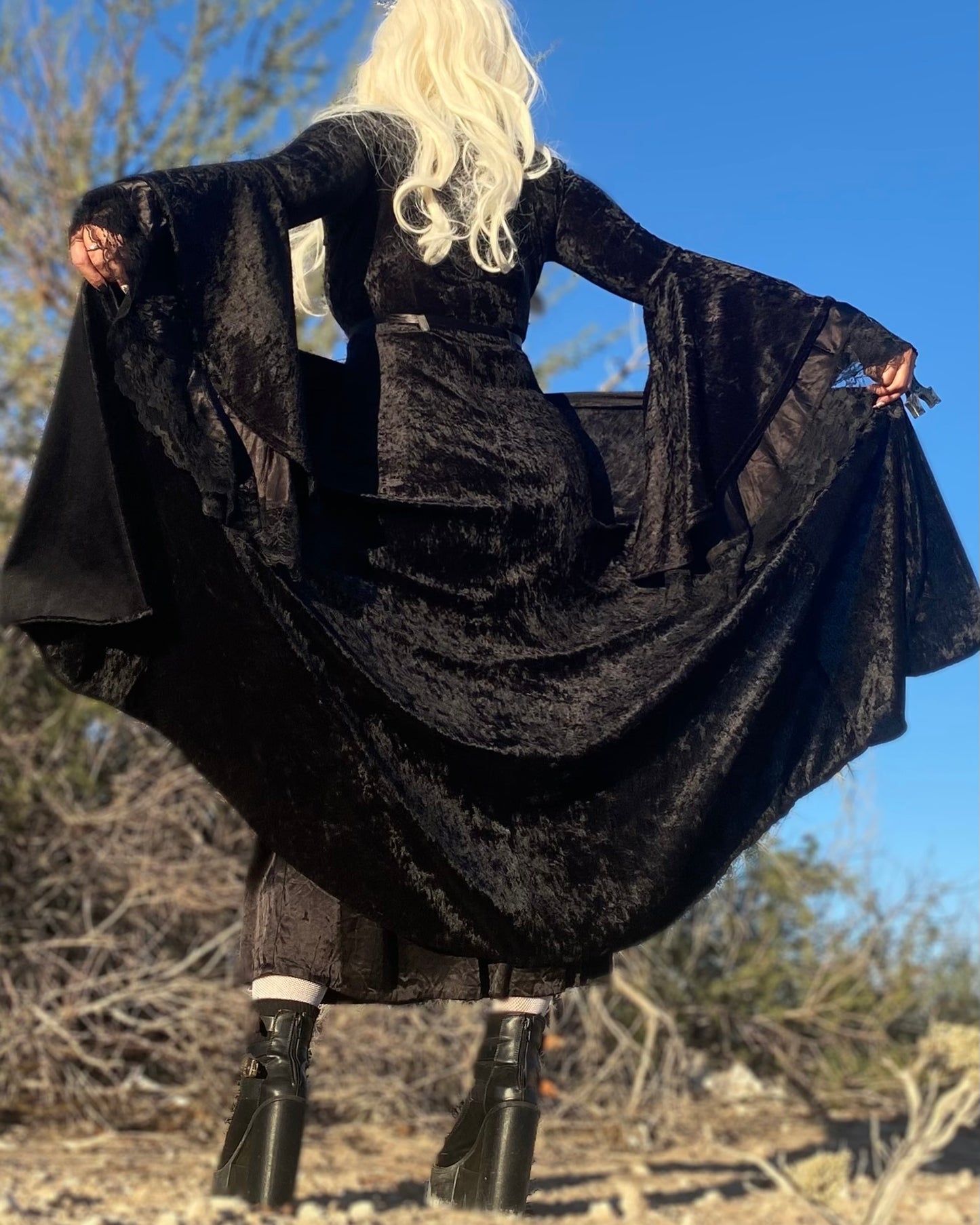 Lip Service Black Velvet + Satin Goth Dress