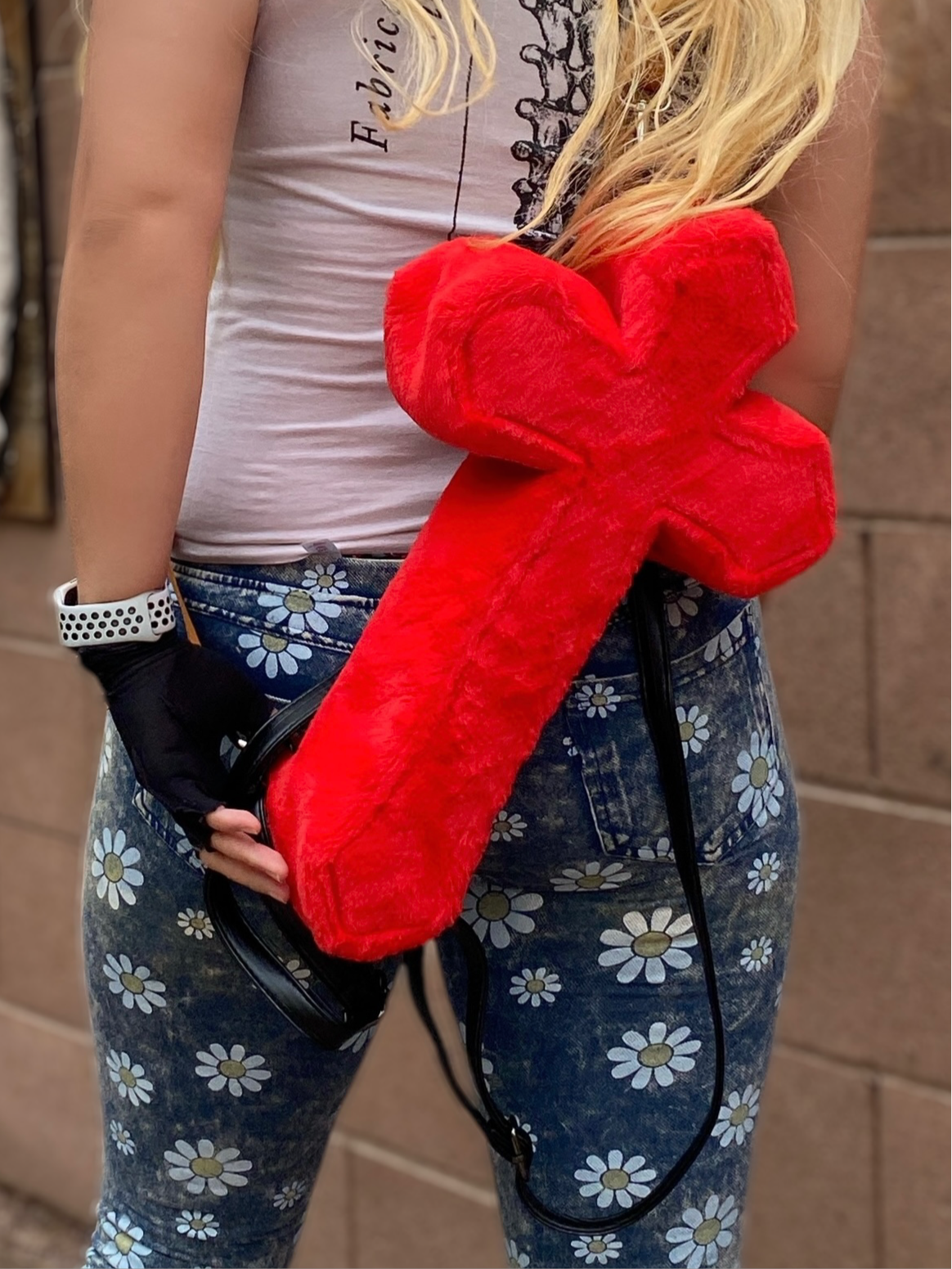 Youthood Red Faux Fur Cross Backpack