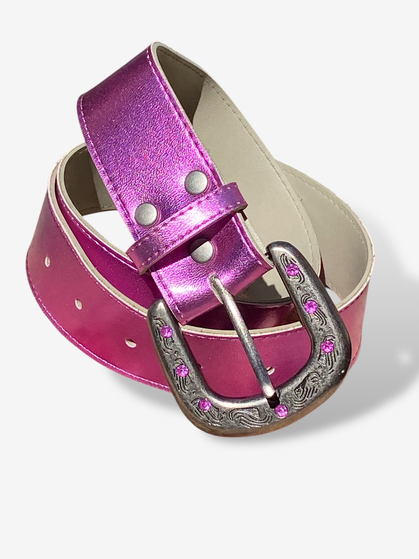 Y2K Metallic Pink Belt