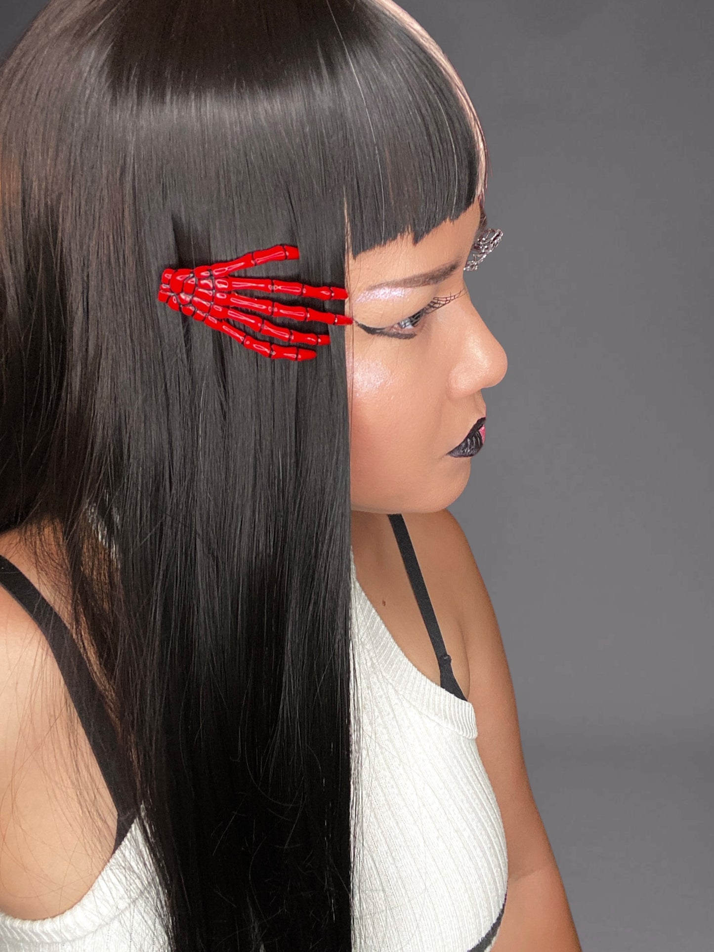 Blood Red Skeleton Hand Hair Clip