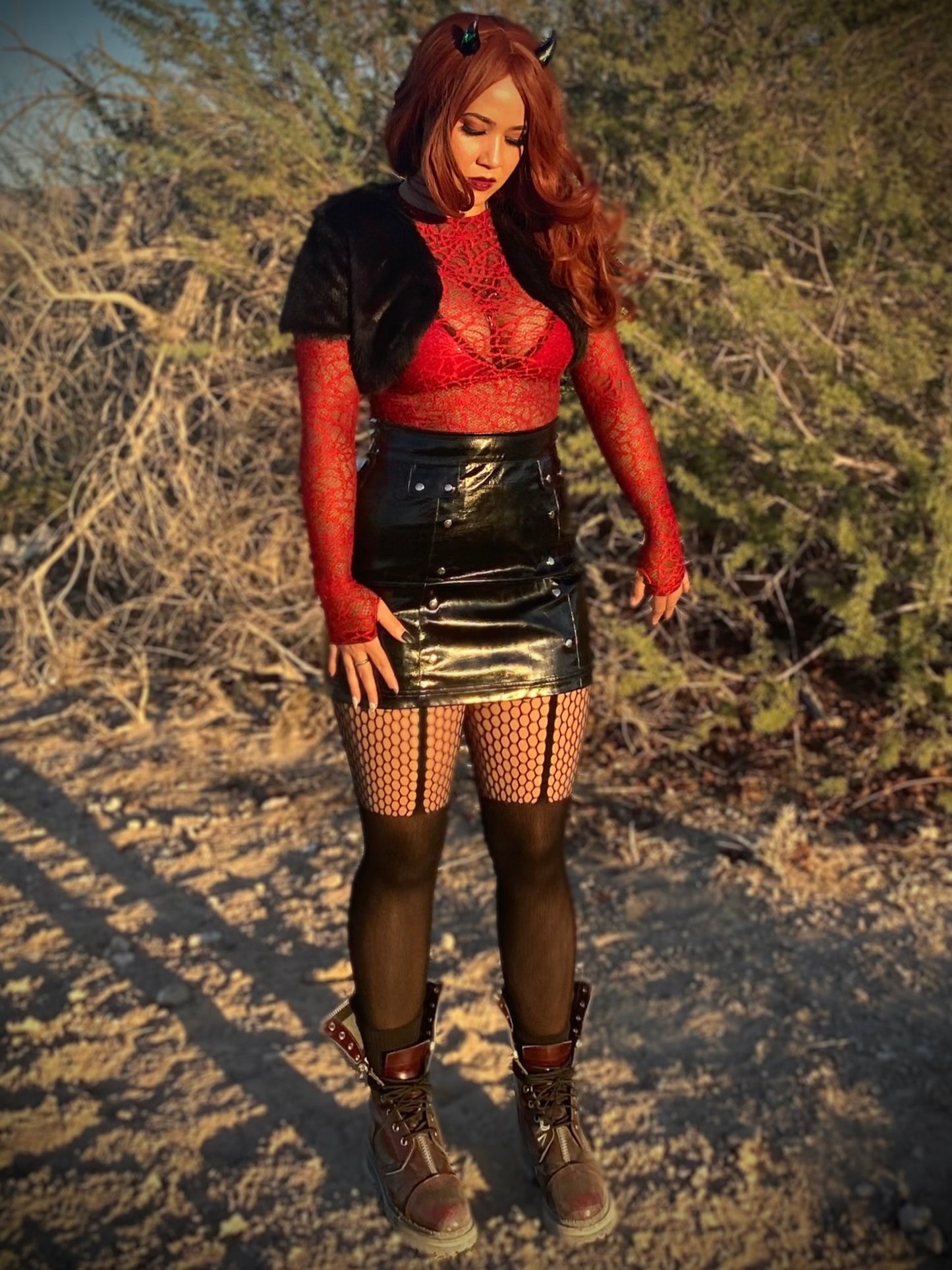 Death Dealer Black PVC Pencil Skirt