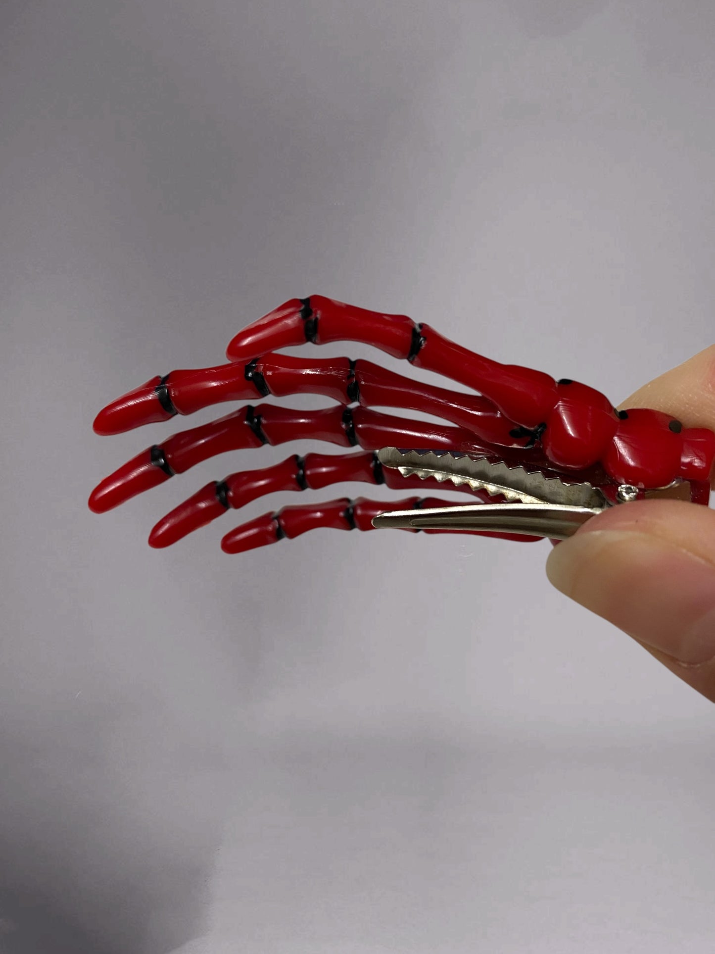 Blood Red Skeleton Hand Hair Clip