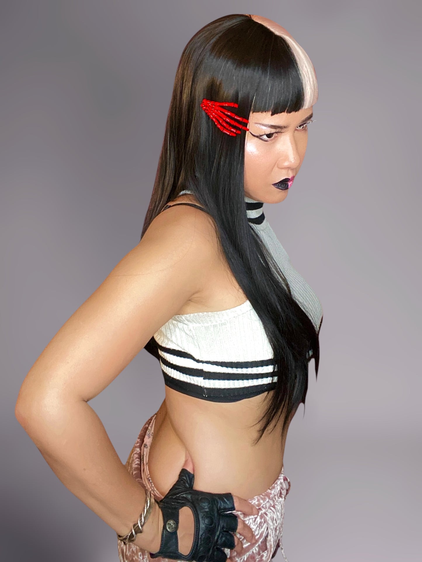Blood Red Skeleton Hand Hair Clip