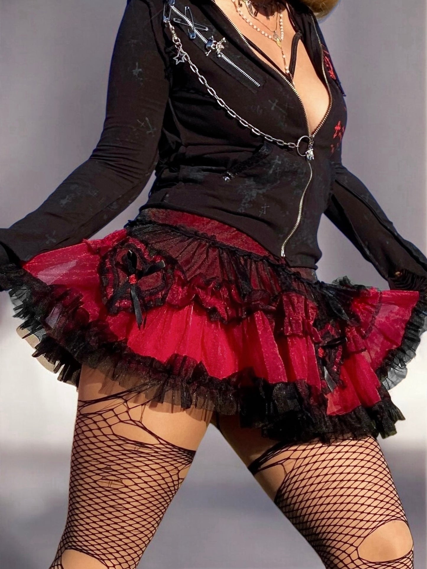 Vintage 00s Tripp NYC Goth Whimsygoth Heart Layered Lace Tutu Skirt