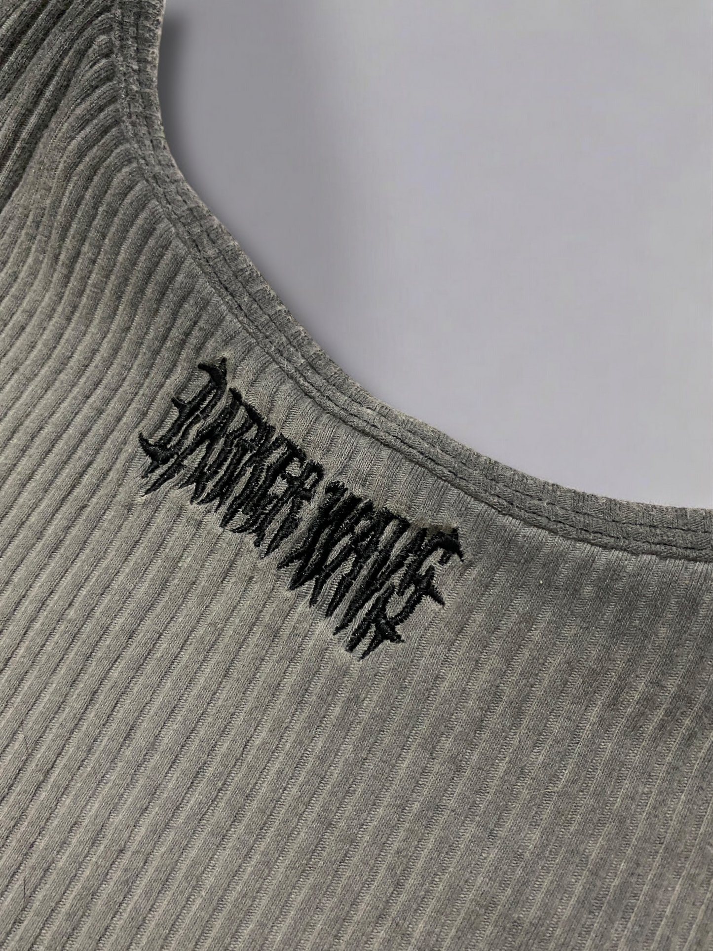 Darker Wavs Grey Ribbed Cropped Tank Top