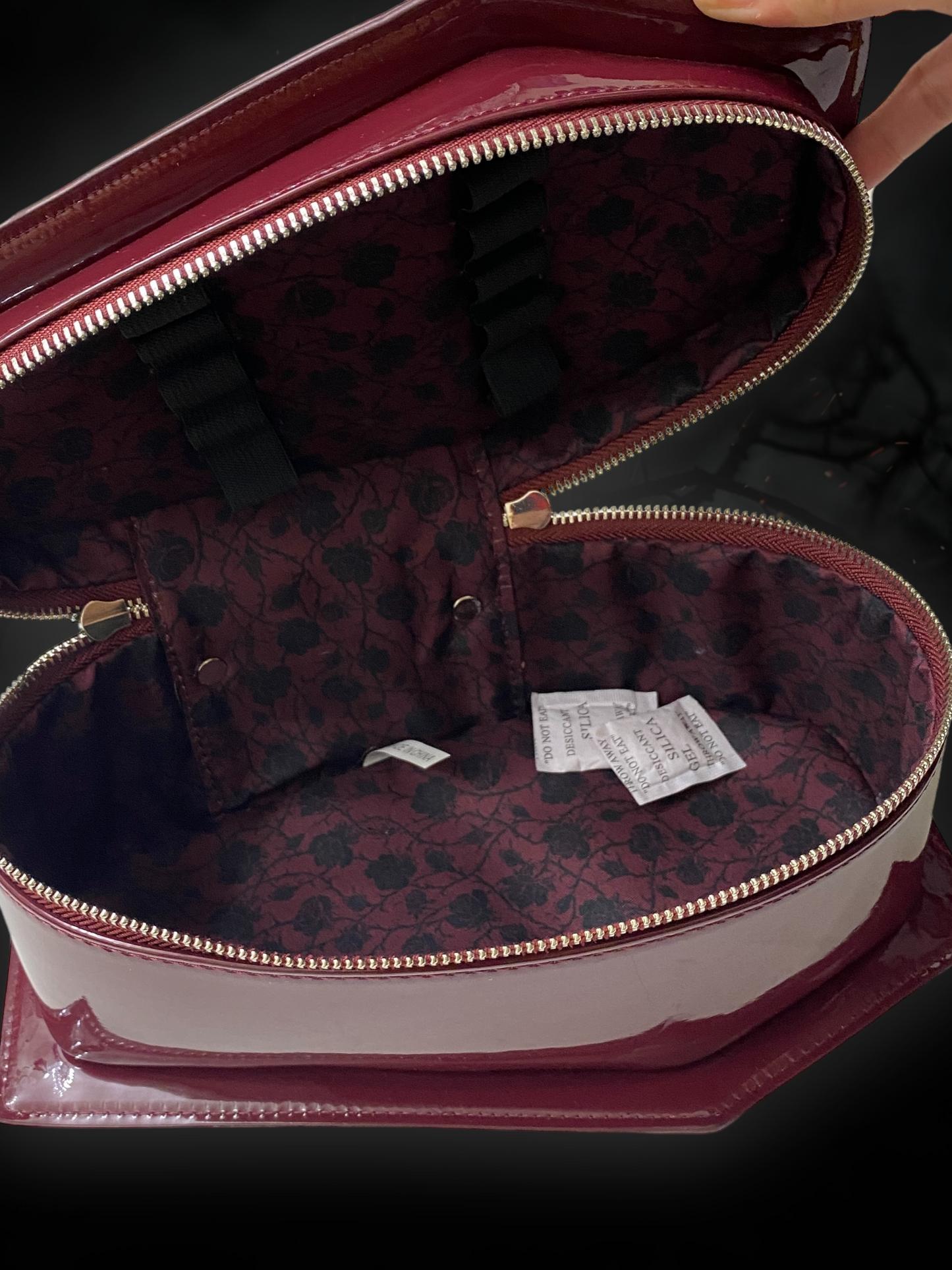 Blood Red Cross + Roses Goth Whimsigoth Coffin Cosmetic Purse