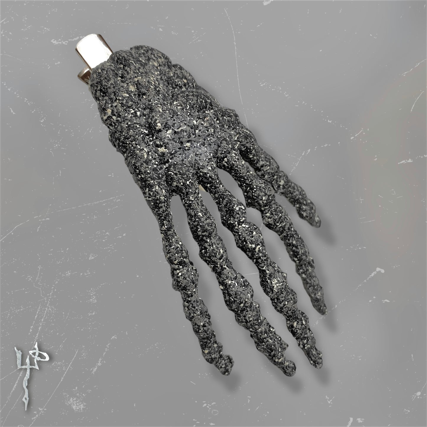 Handmade Grey Asphalt Skeleton Hand Hair Clip