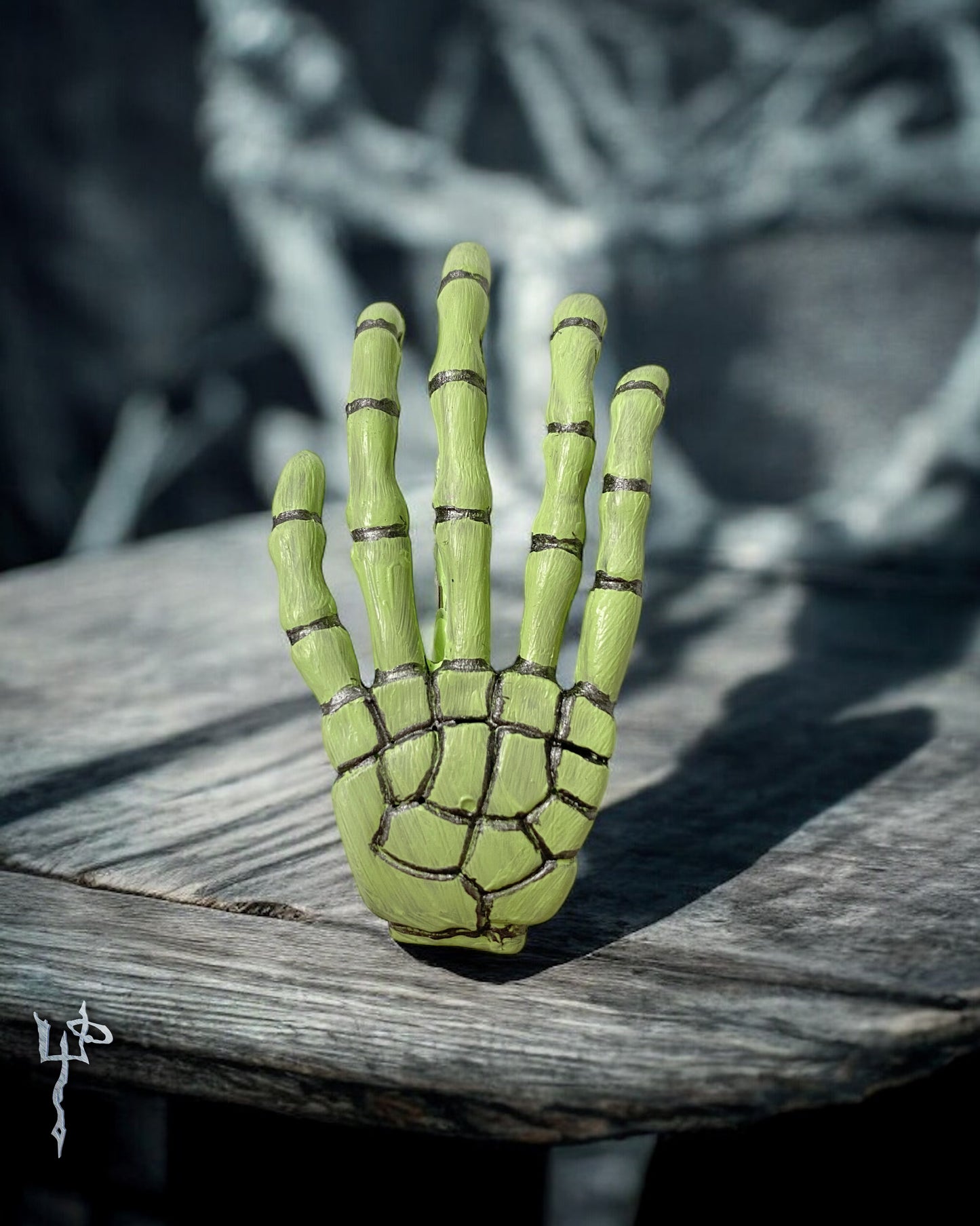 Hand Painted Muted Apparition Green Skeleton Hair-clips