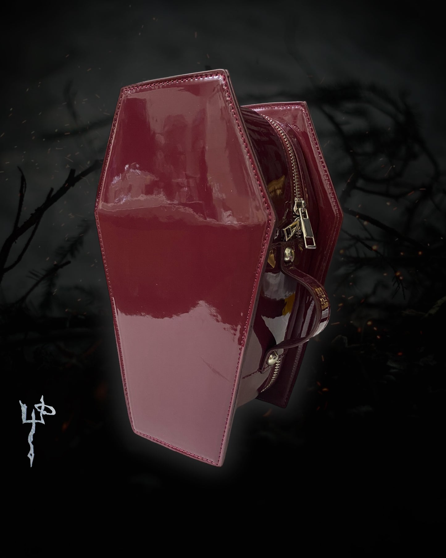 Blood Red Cross + Roses Goth Whimsigoth Coffin Cosmetic Purse
