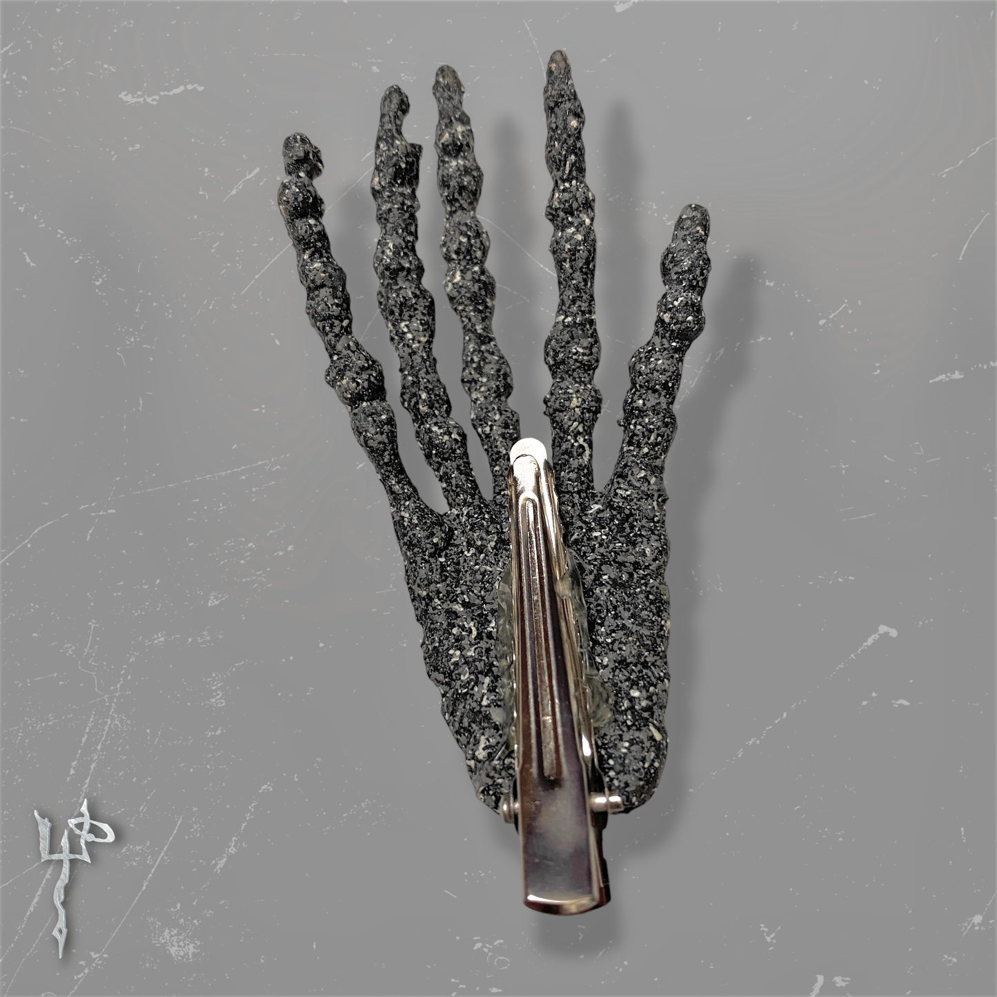 Handmade Grey Asphalt Skeleton Hand Hair Clip