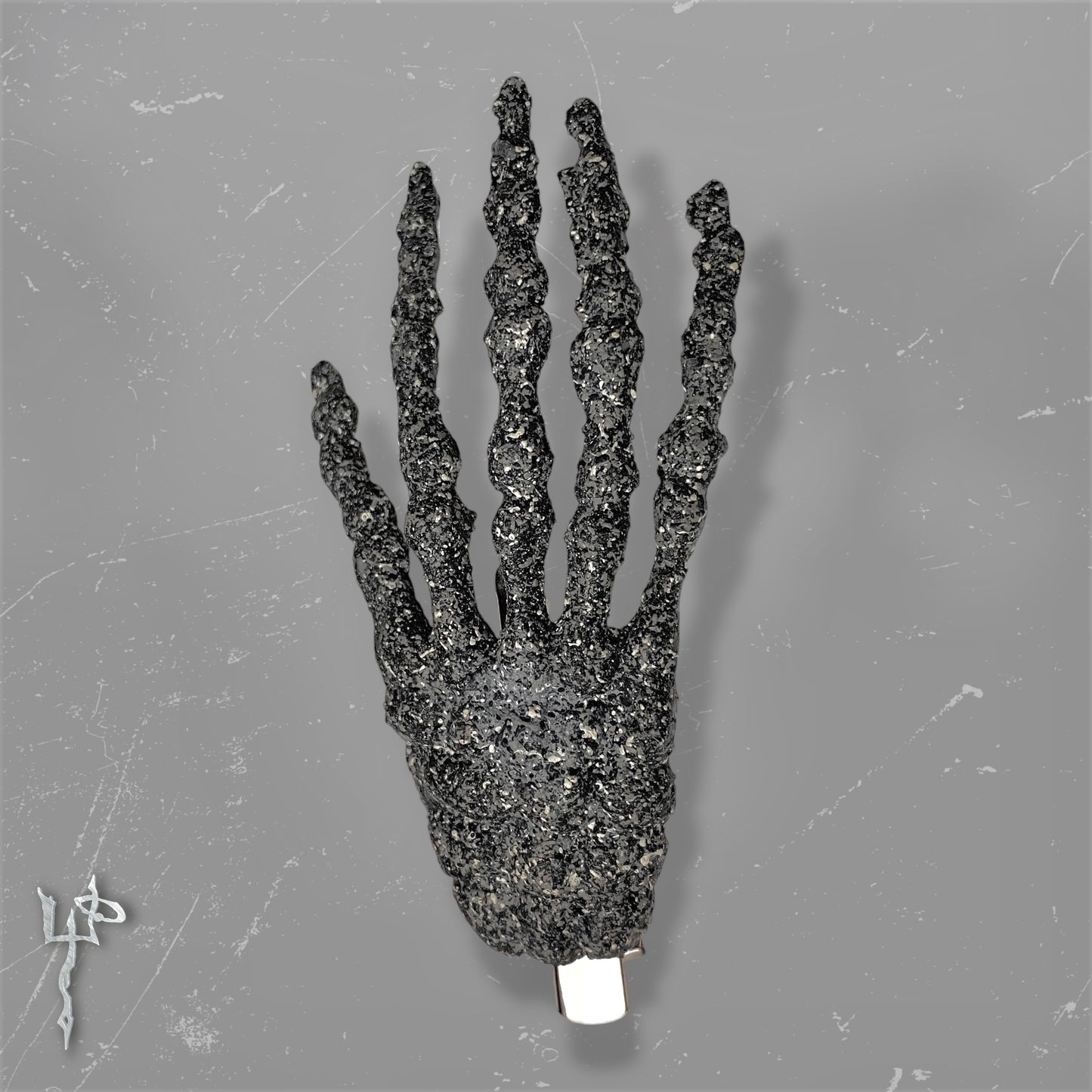 Handmade Grey Asphalt Skeleton Hand Hair Clip
