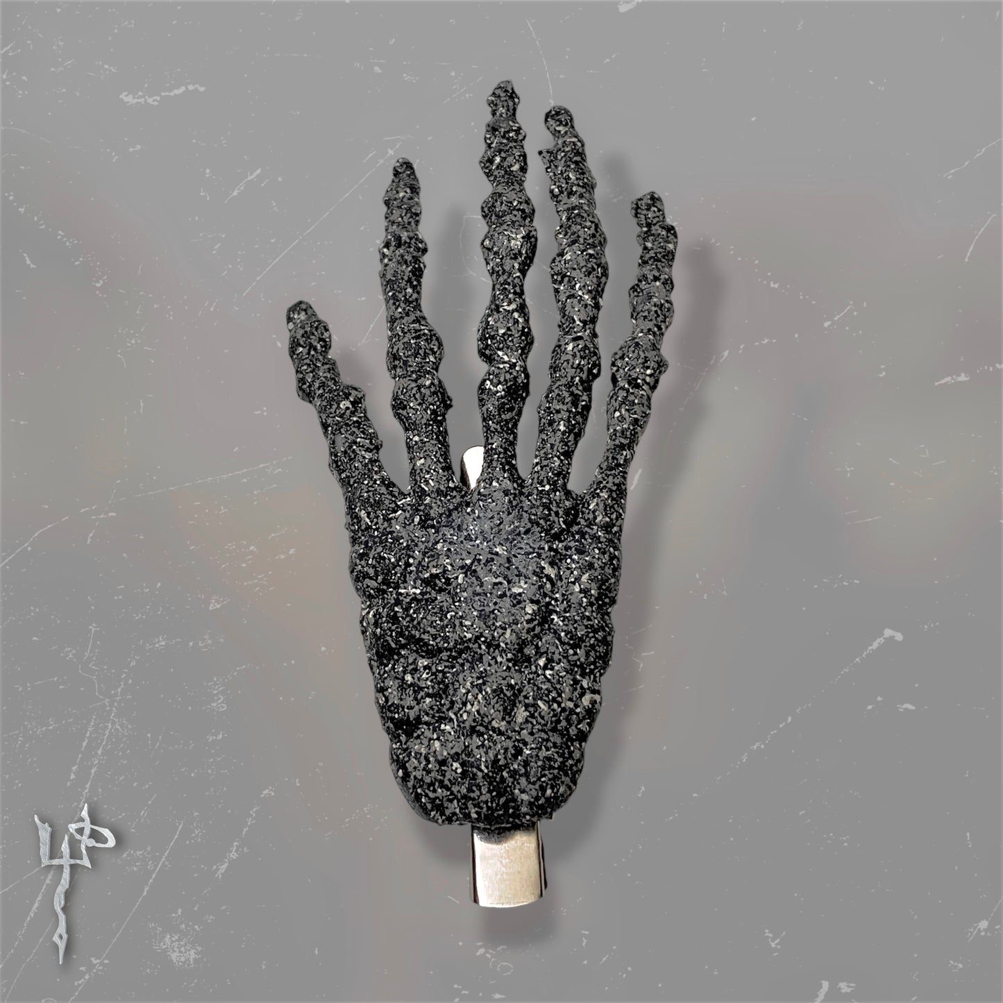 Handmade Grey Asphalt Skeleton Hand Hair Clip