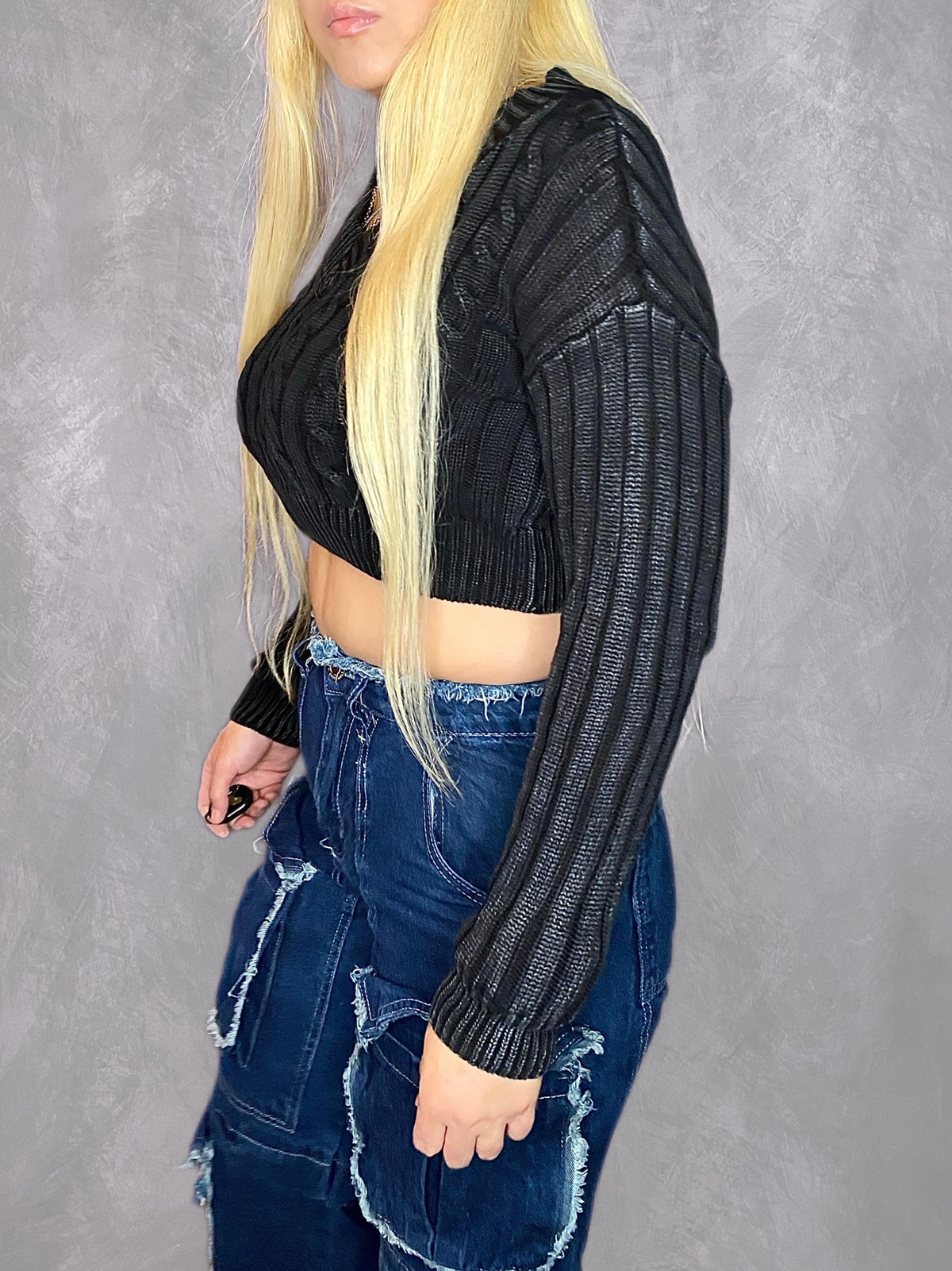 Asphalt Black Cable Knit Sweater