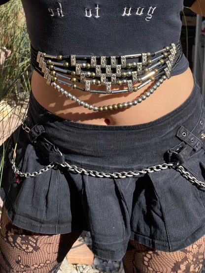 Vintage Tribal Goth Grunge Boho Biker Beaded Belt