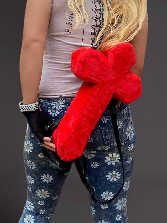 Youthood Red Faux Fur Cross Backpack