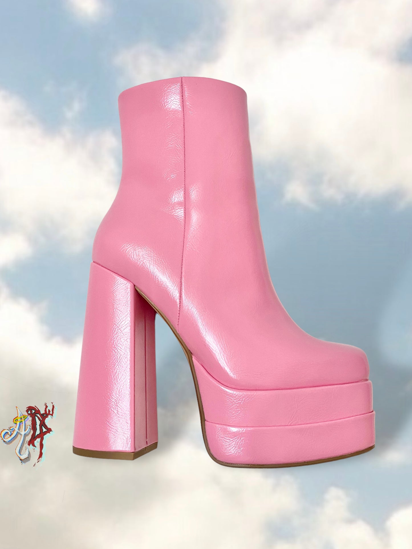 SODA Pastel Pink Stacked Platform Heeled Boots