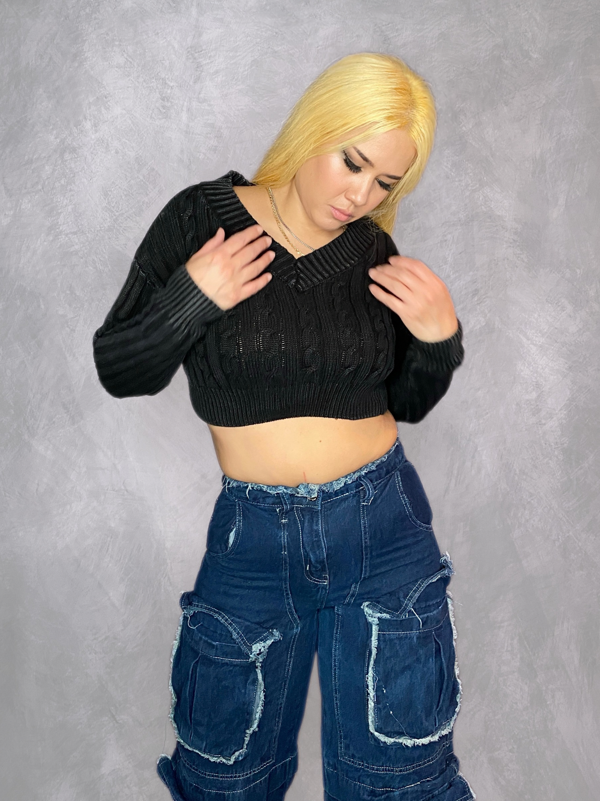 Asphalt Black Cable Knit Sweater