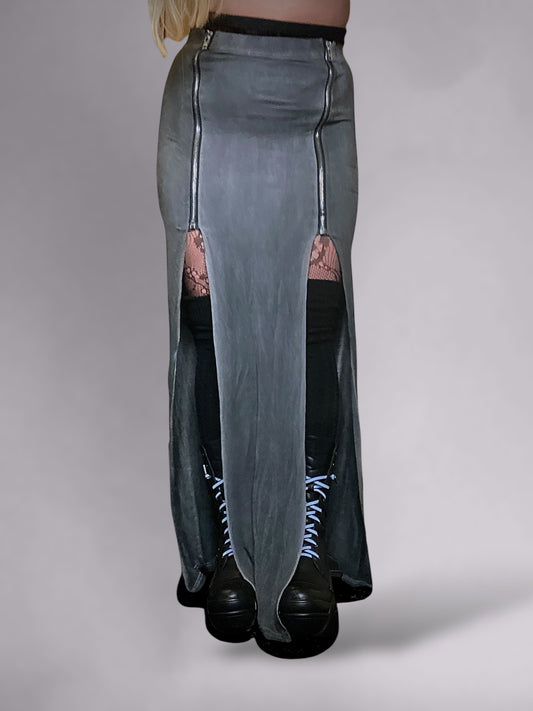 Minimalist Grey Maxi Skirt w/ Slits