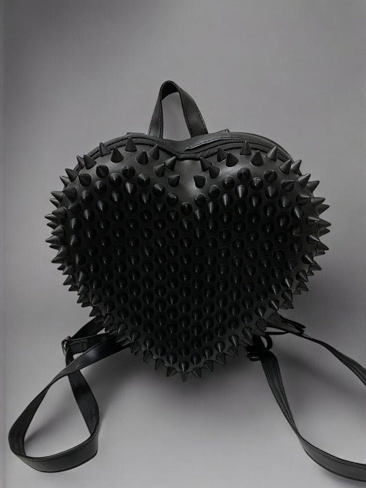 Black Spiky Heart Cyber Goth Brutalist Rave Backpack