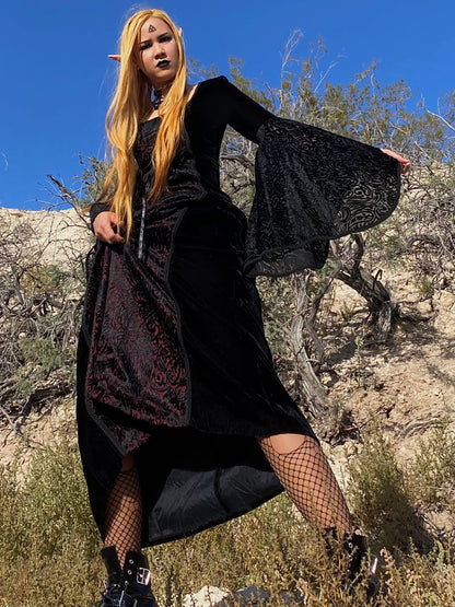 Lip Service Black + Red Velvet Lace Goth Dress