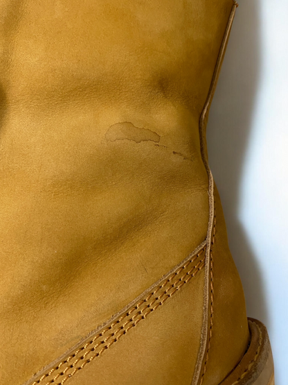 Vintage Jeffrey Campbell Tan In Charge Nubuck Leather Shearling Wood Platform Boots