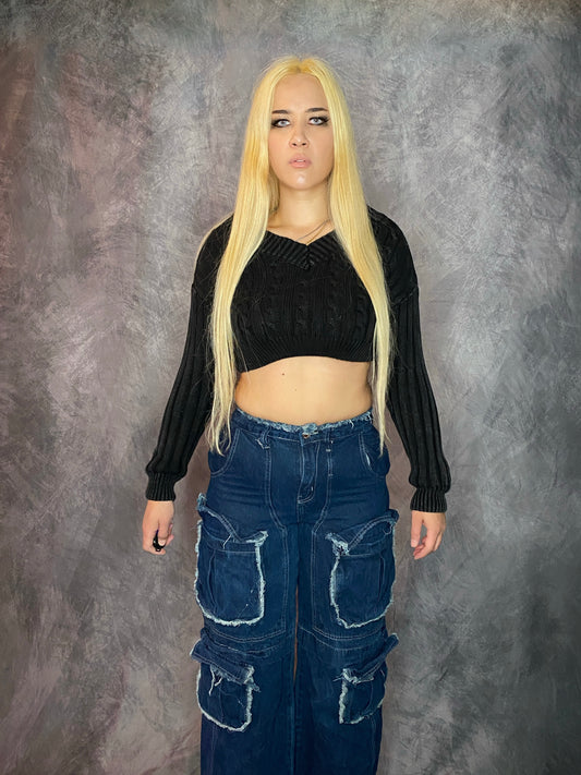 Asphalt Black Cable Knit Sweater