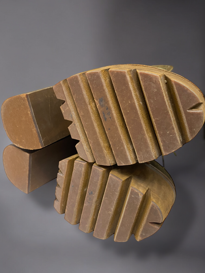 Vintage Jeffrey Campbell Olive Green Genuine Nubuck Leather Sherpa Wood Platform Boots