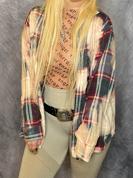 Custom Bleached Destroyed Grunge Goth Flannel