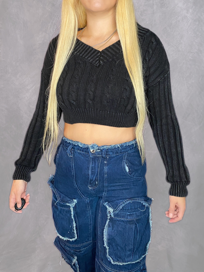 Asphalt Black Cable Knit Sweater
