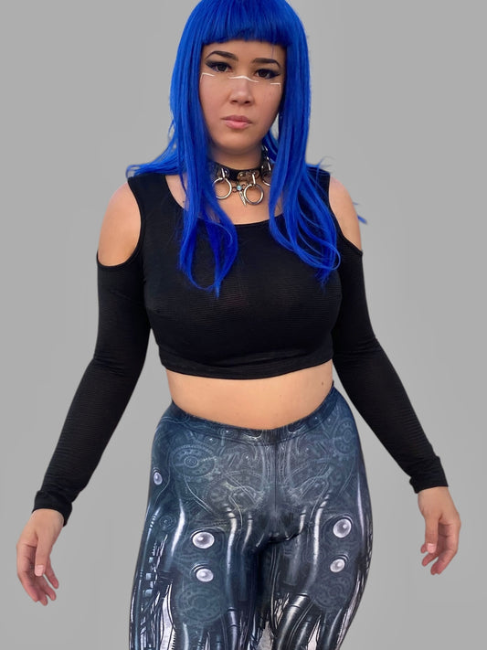 2B BEBE Black Cutout Ribbed Crop Top