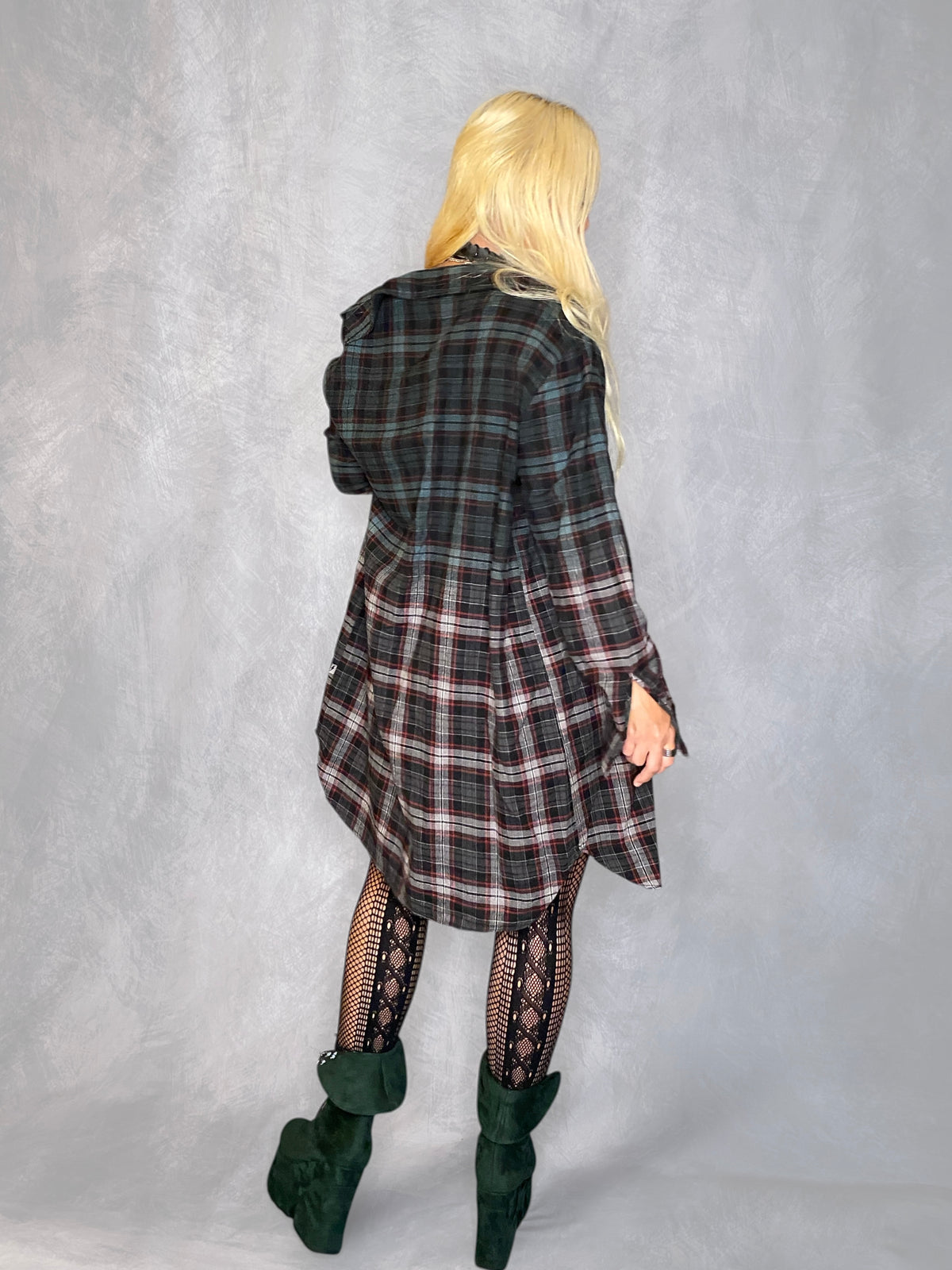Scavenger Tripp NYC Ombré Plaid Shirt Dress Duster