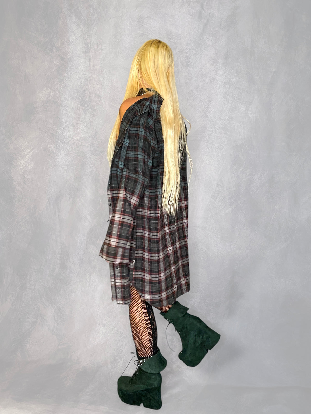 Scavenger Tripp NYC Ombré Plaid Shirt Dress Duster