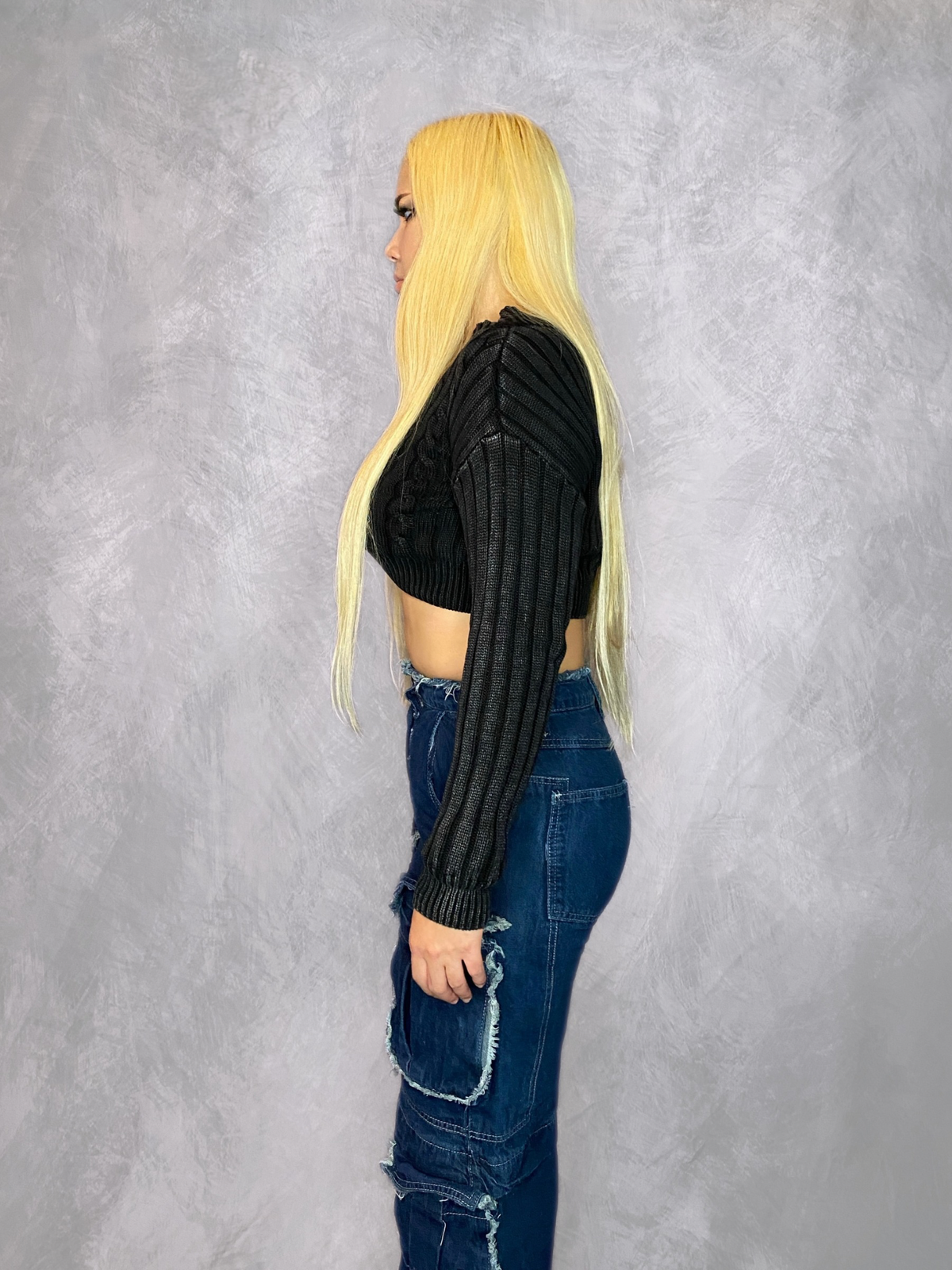 Asphalt Black Cable Knit Sweater
