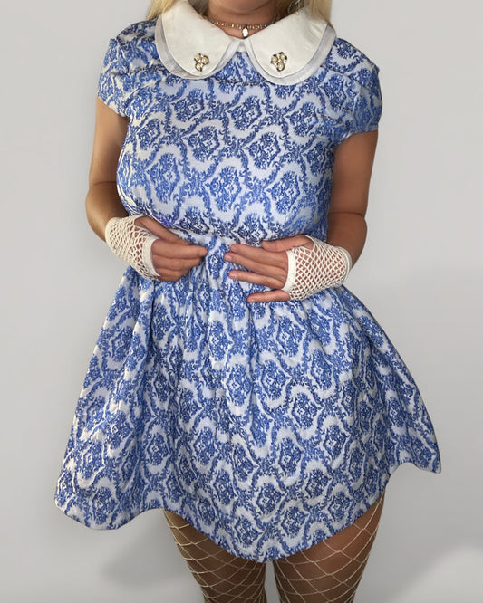 Alice Damask Babydoll Coquette Collared Dress