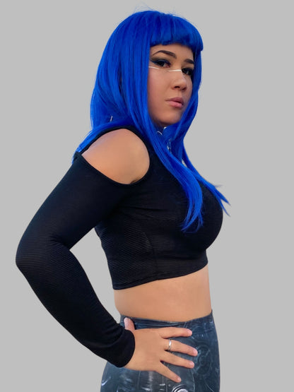 2B BEBE Black Cutout Ribbed Crop Top