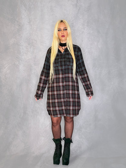 Scavenger Tripp NYC Ombré Plaid Shirt Dress Duster