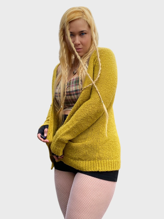 Vintage 90s Mustard Knit Cardigan