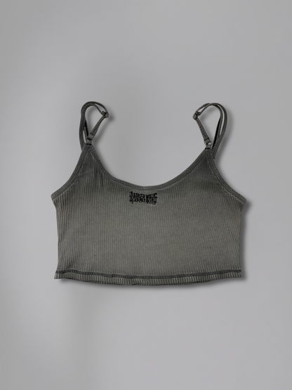Darker Wavs Grey Ribbed Cropped Tank Top