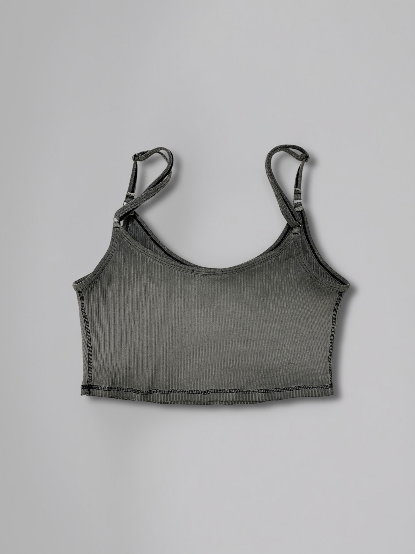 Darker Wavs Grey Ribbed Cropped Tank Top