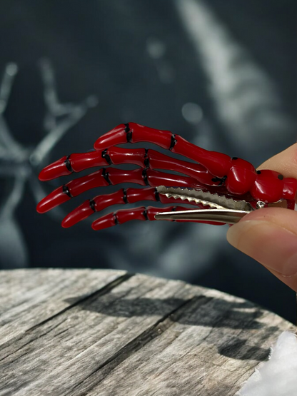 Blood Red Skeleton Hand Hair Clip